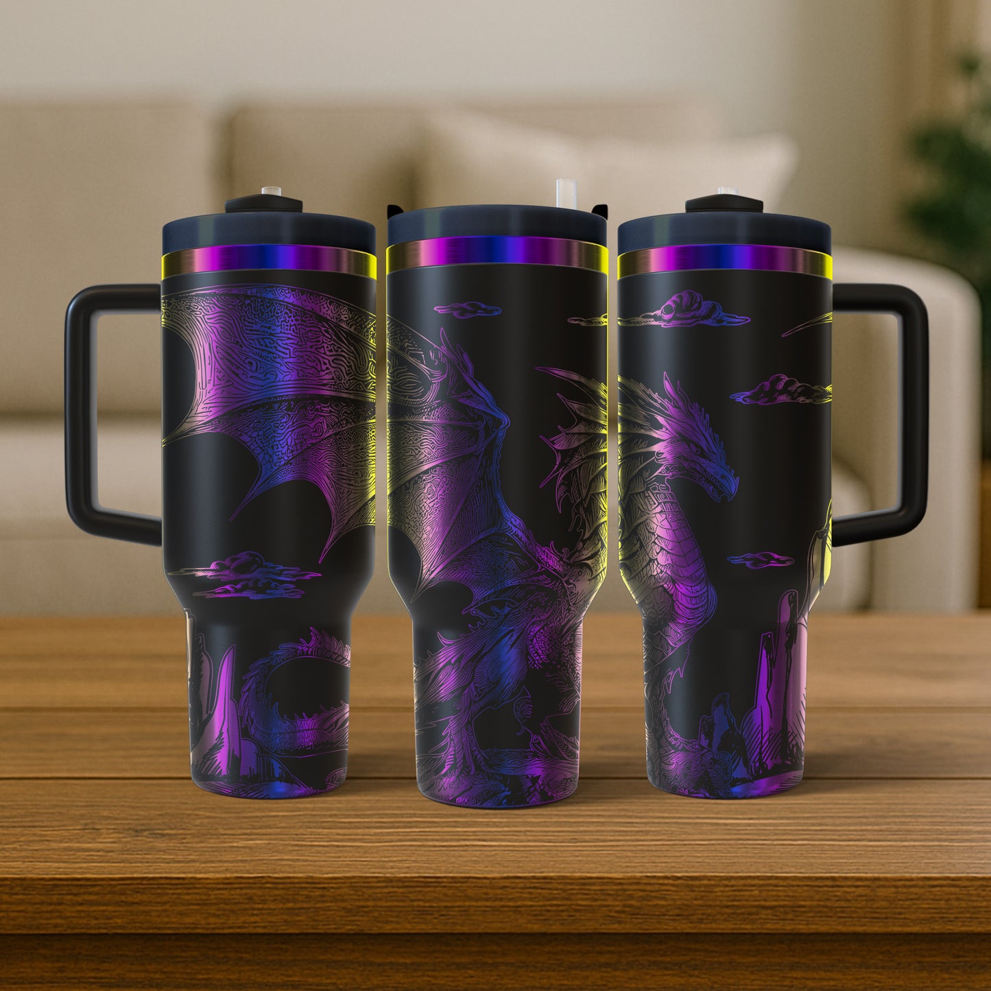 40 oz Black/Rainbow Tumbler