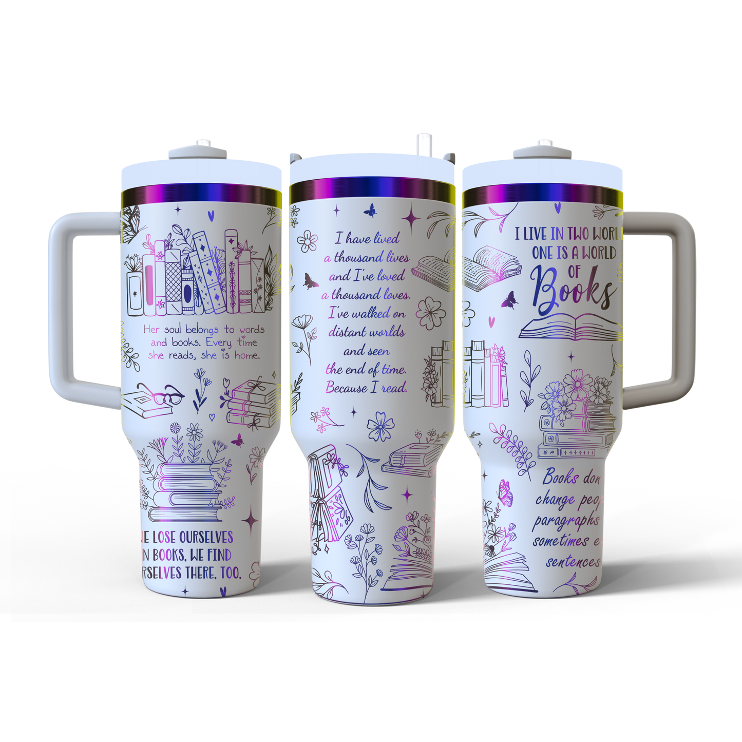 40 oz White/Rainbow Tumbler