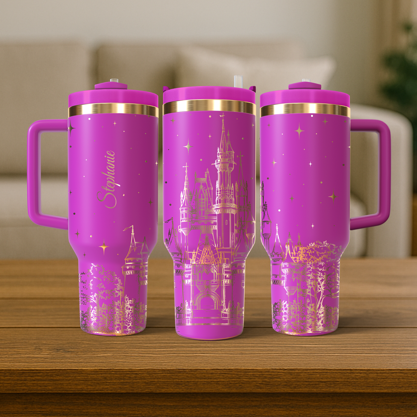 40 oz Hot Pink/Gold Tumbler