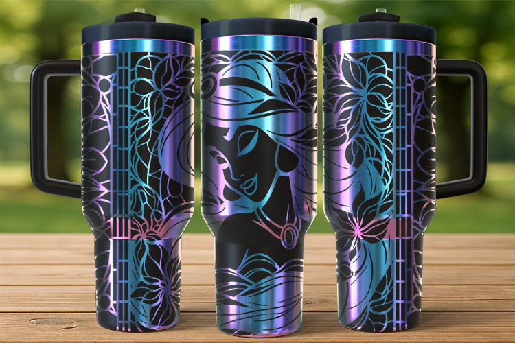 Jasmine-Inspired 40oz Tumbler – Royal Gaze Edition