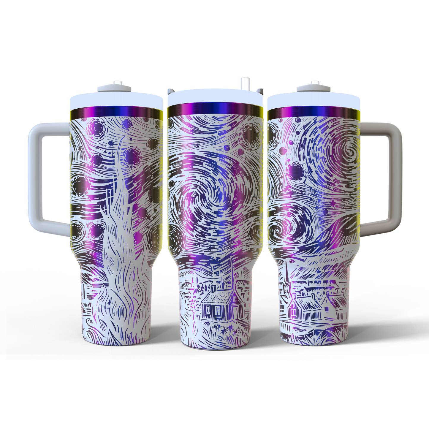 40 oz White/Rainbow Tumbler