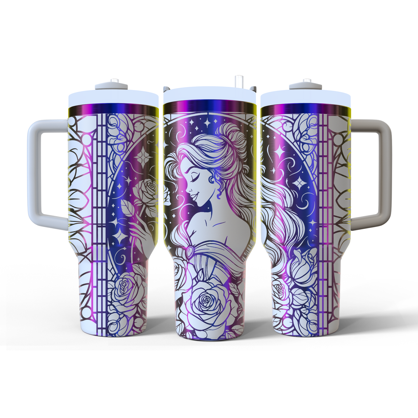 40 oz White/Rainbow Tumbler