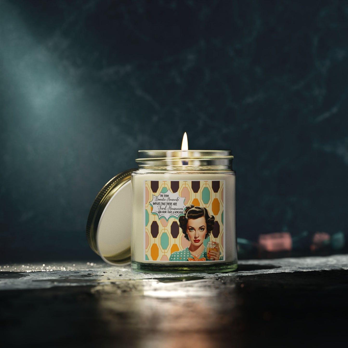 “Feral Housewife” Sarcastic Candle - 9 Available Scents Novelty Jar Candle (4oz/9oz)