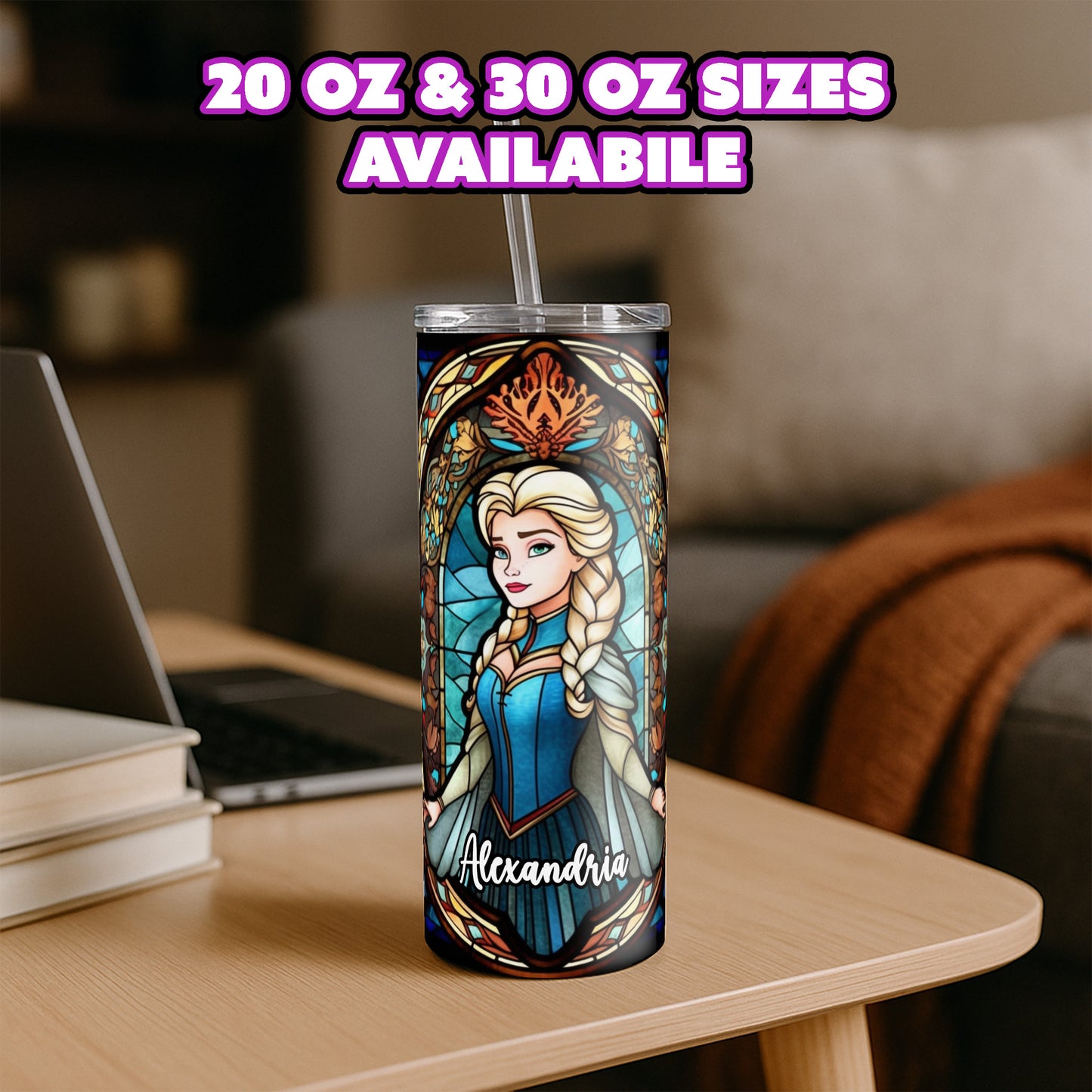Elsa Tumbler - Stained Glass Portrait Edition