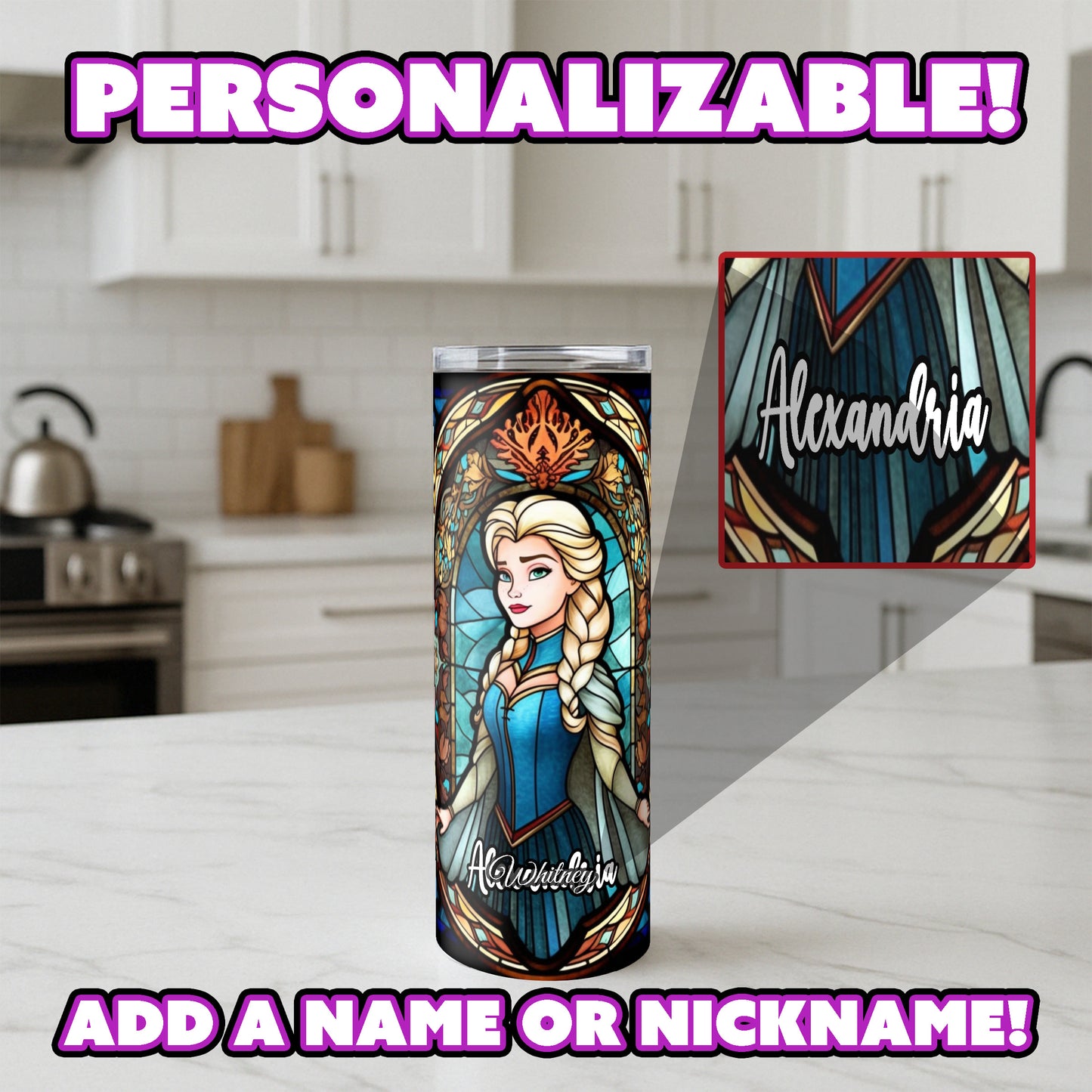 Elsa Tumbler - Stained Glass Portrait Edition