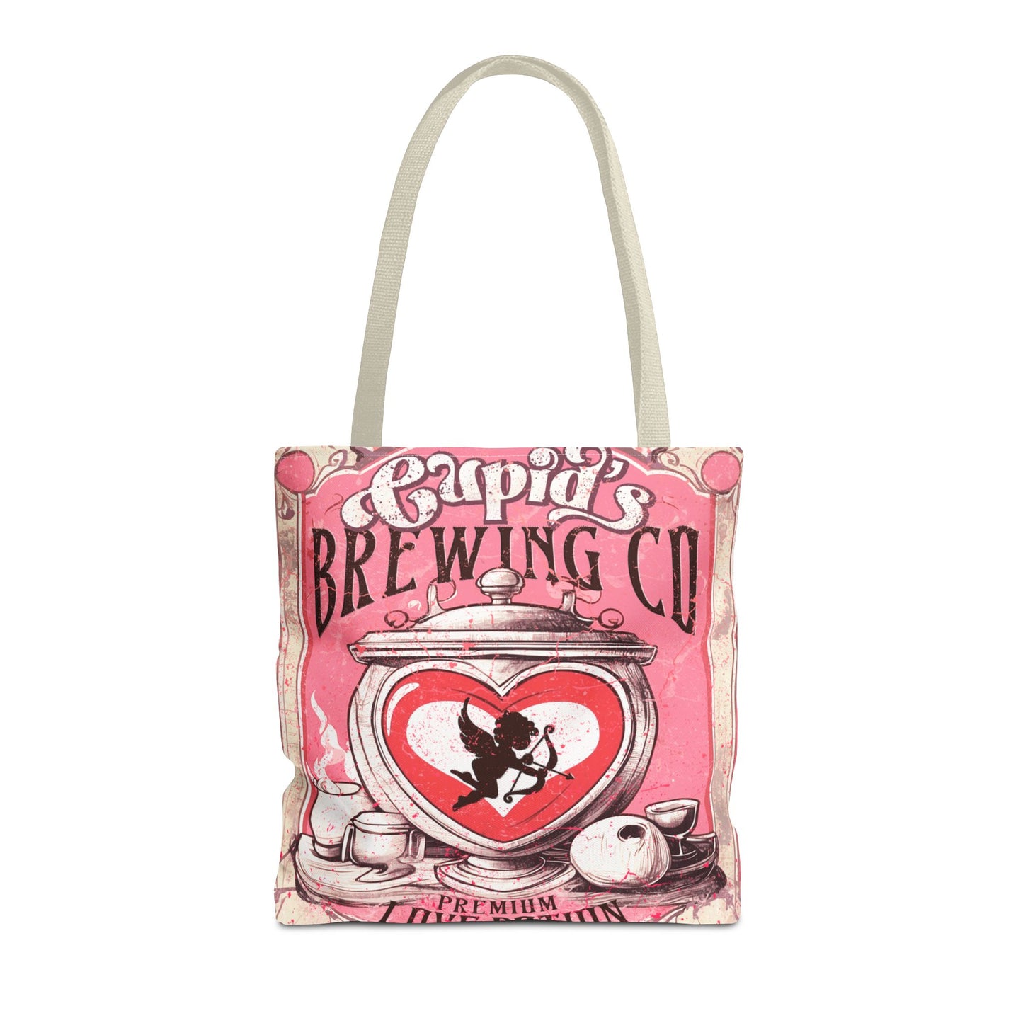 Cupid's Brewing Co Tote Bag - Distressed Vintage Design, Stylish & Practical Canvas Tote