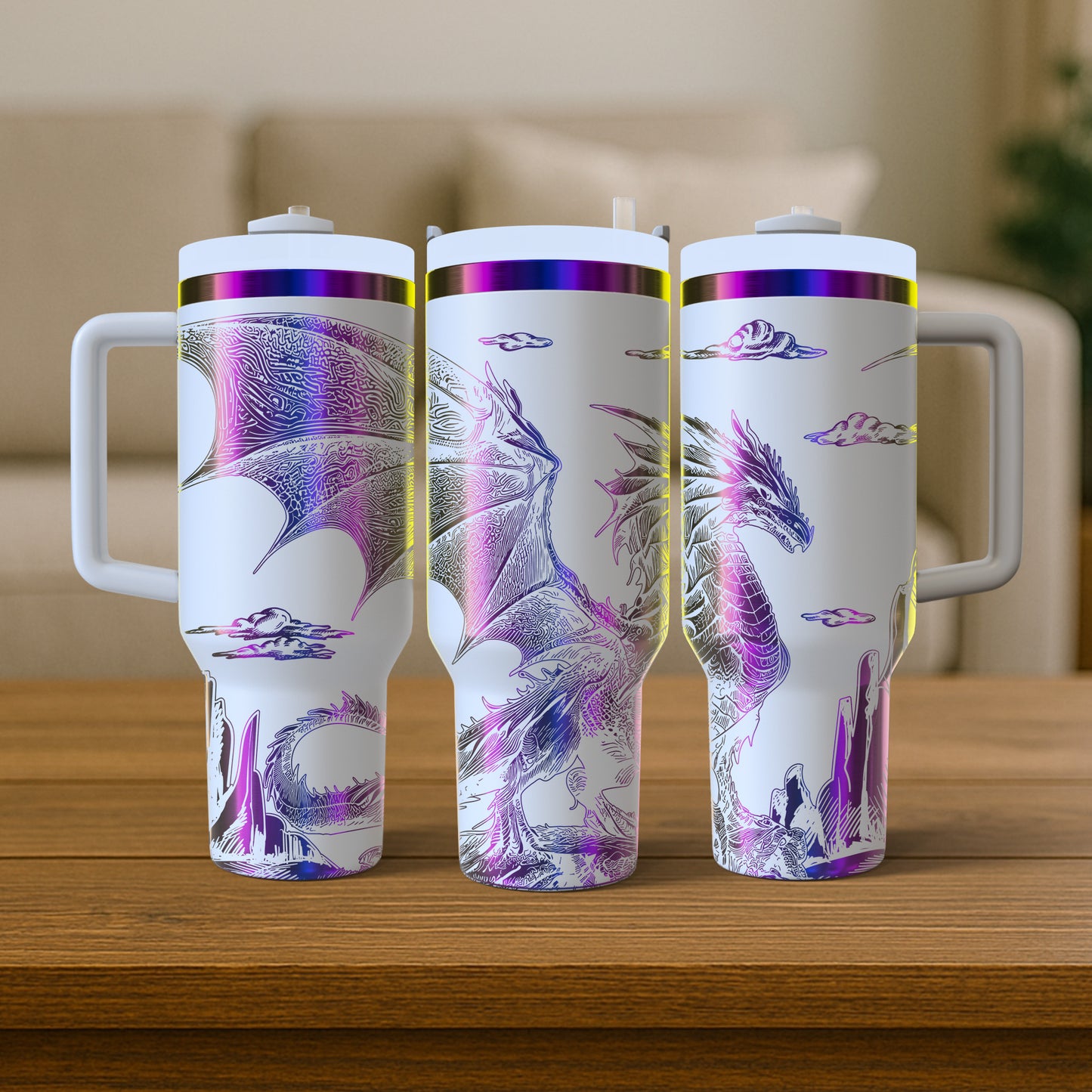 40 oz White/Rainbow Tumbler