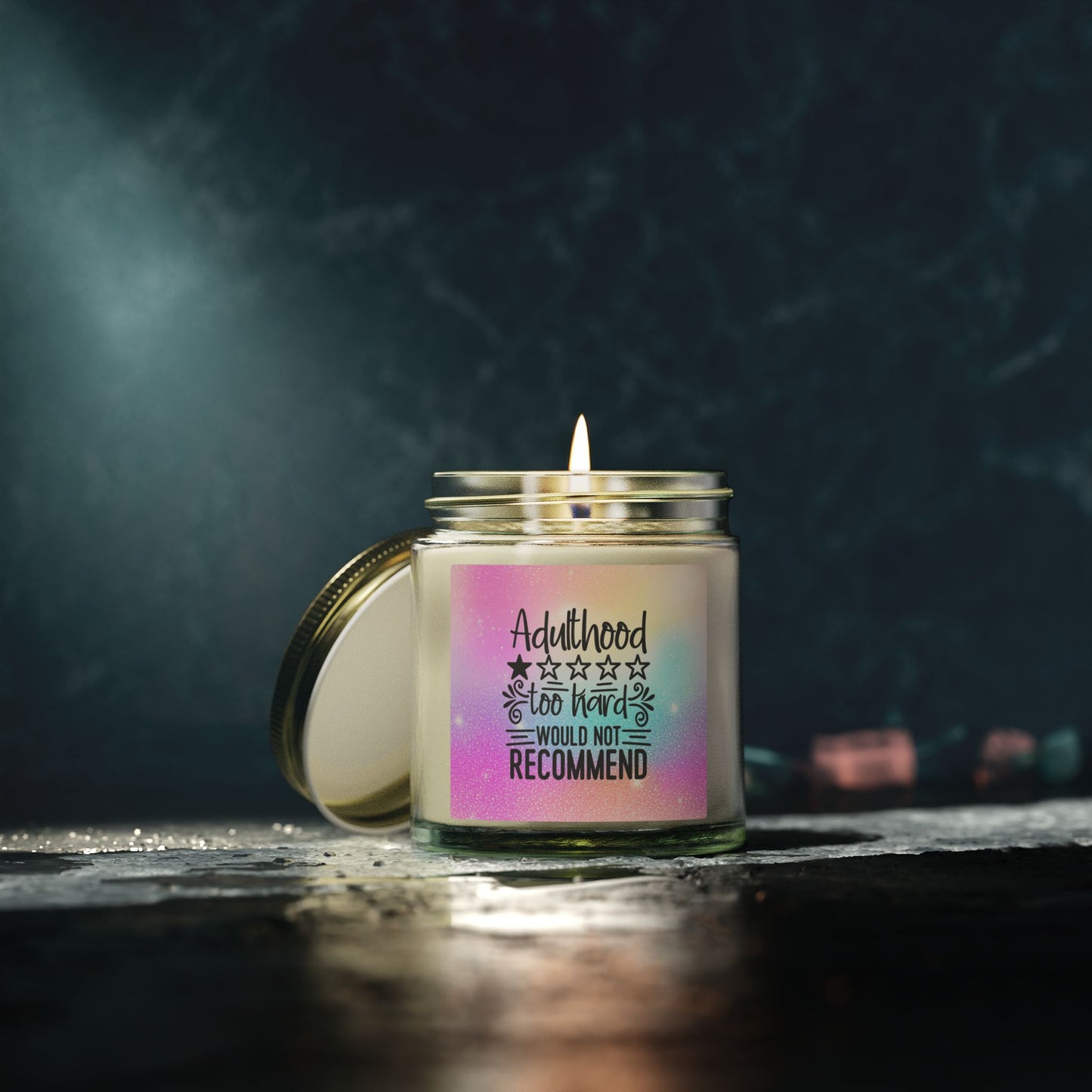 Adulthood - Too Hard, Would Not Recommend - 9 Available Scents Novelty Jar Candle (4oz/9oz)