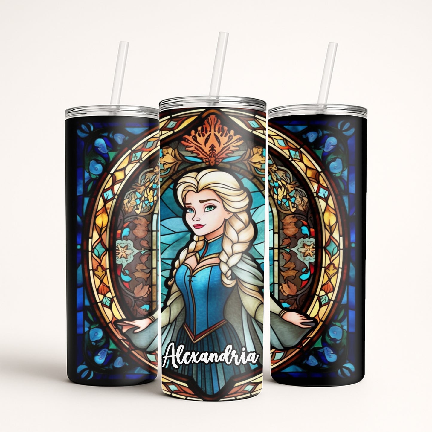 Elsa Tumbler - Stained Glass Portrait Edition