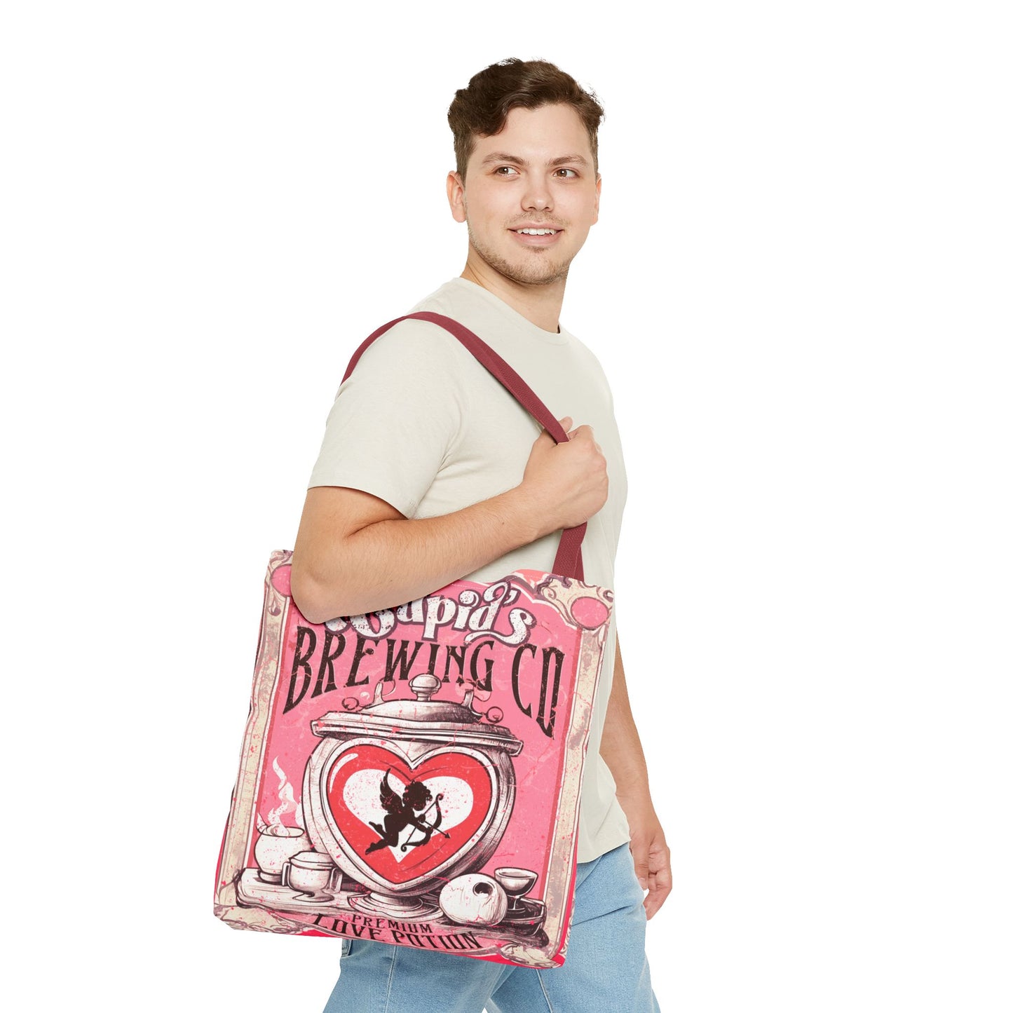 Cupid's Brewing Co Tote Bag - Distressed Vintage Design, Stylish & Practical Canvas Tote