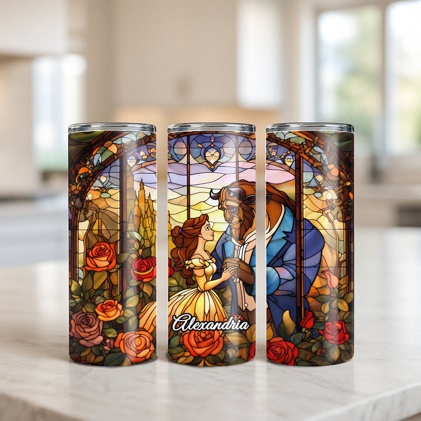 Belle and Beast - Stained Glass Tumbler