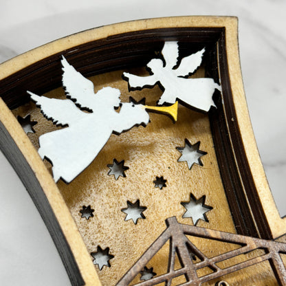 Nativity Scene Layered Wood Cross