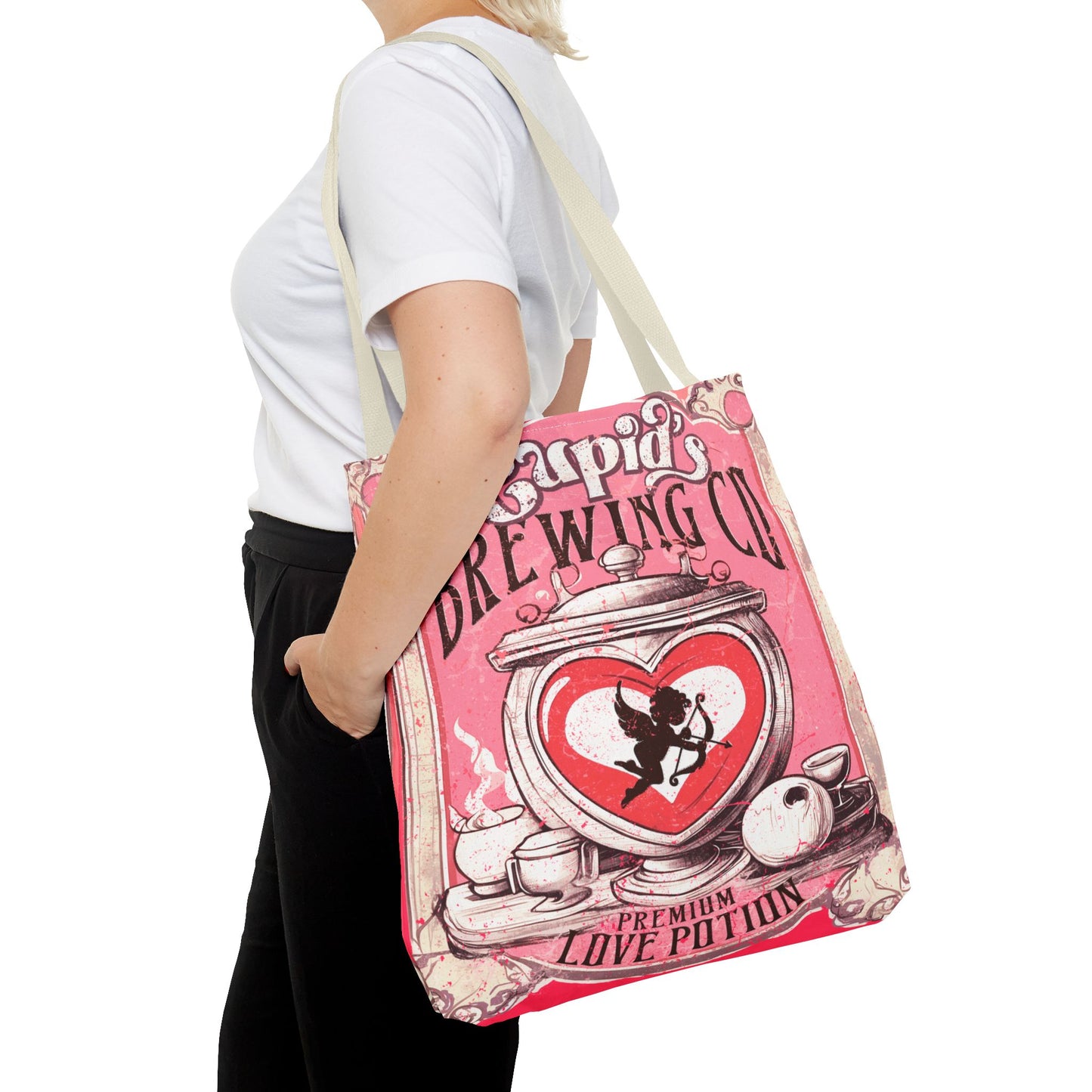 Cupid's Brewing Co Tote Bag - Distressed Vintage Design, Stylish & Practical Canvas Tote
