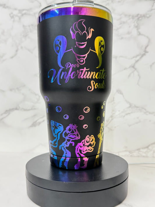 Poor Unfortunate Souls Ursula 30oz Rainbow Tumbler with Sliding Lid and Straw