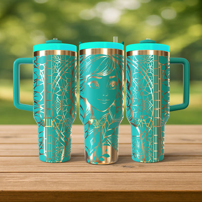 40 oz Aqua/Gold Tumbler