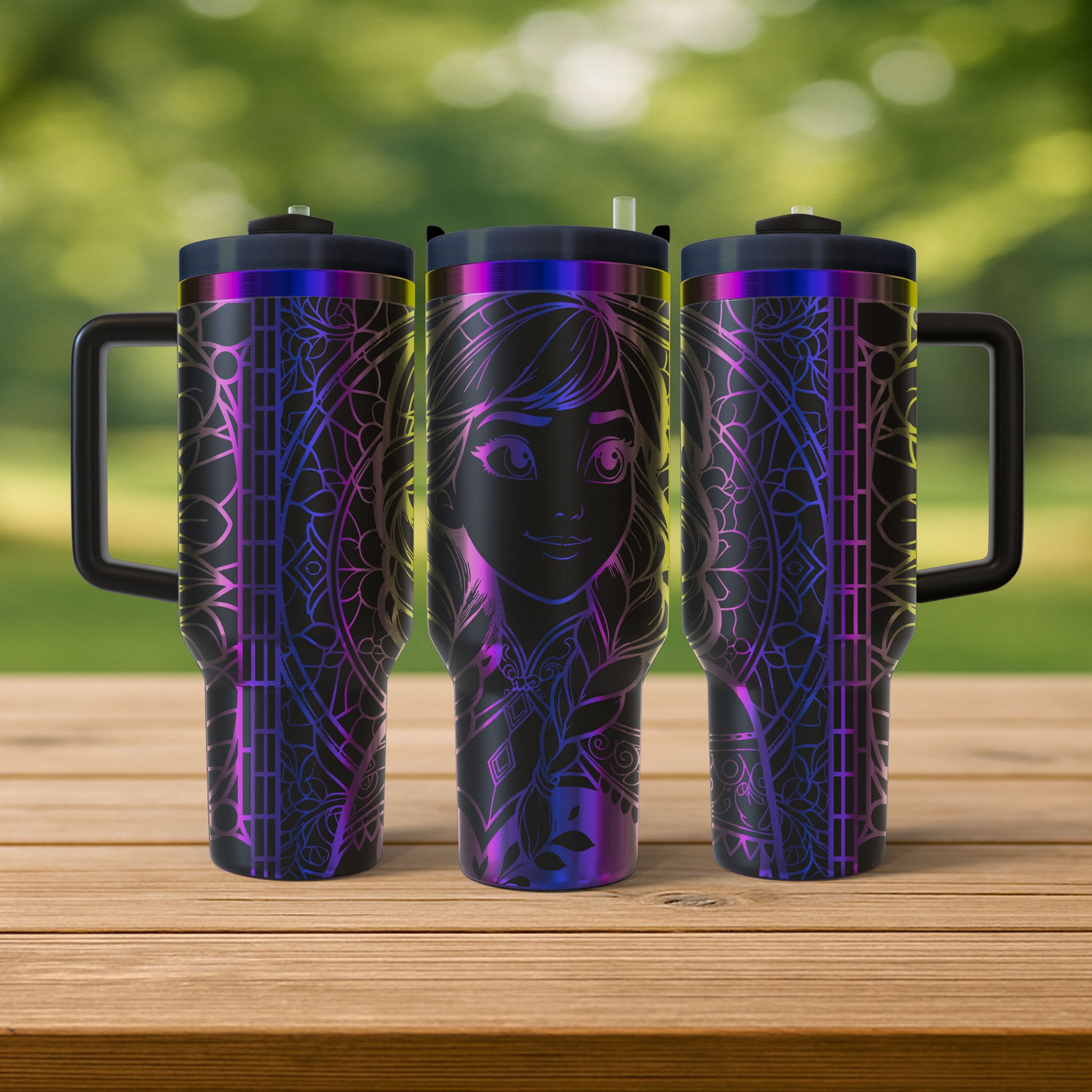 40 oz Black/Rainbow Tumbler