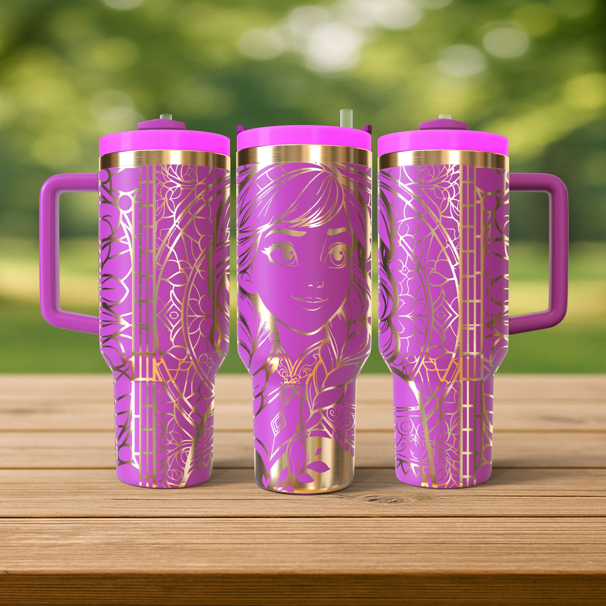 40 oz Hot Pink/Gold Tumbler