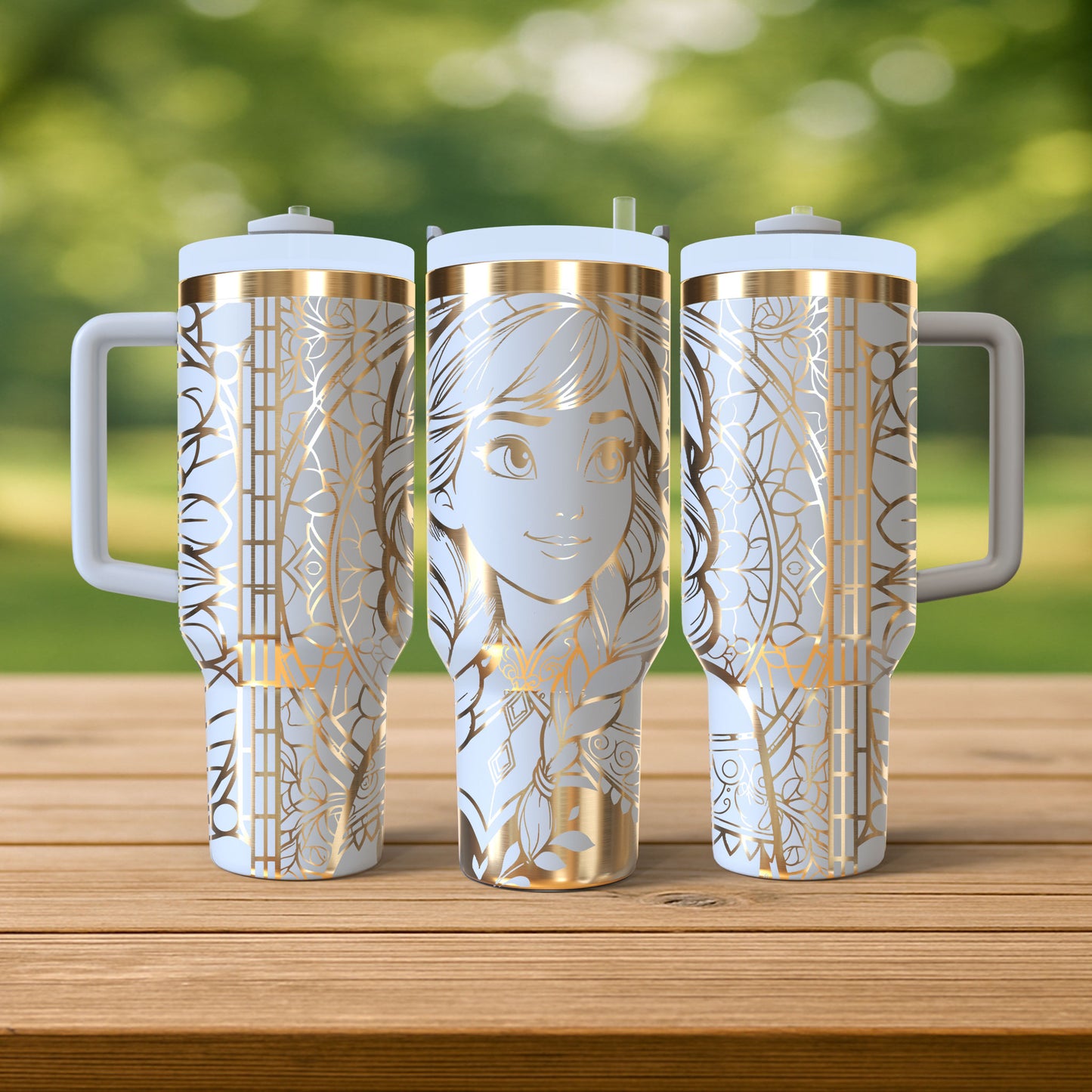 40 oz White/Gold Tumbler