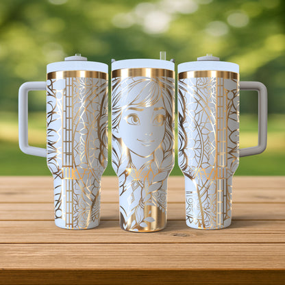 40 oz White/Gold Tumbler