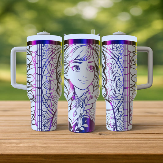 40 oz White/Rainbow Tumbler