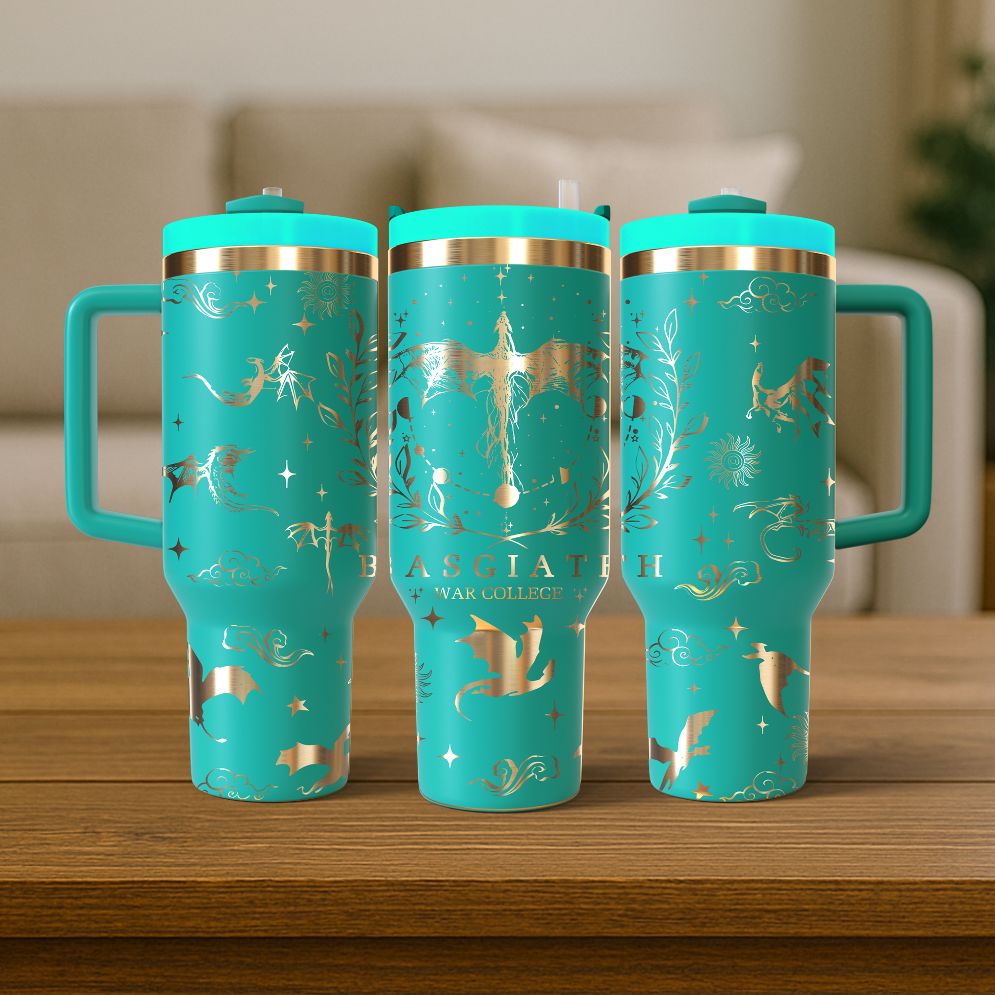 40 oz Aqua/Gold Tumbler