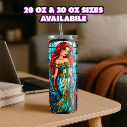 Little Mermaid Tumbler - Stained Glass Portrait Edition