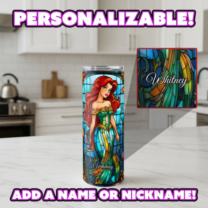 Little Mermaid Tumbler - Stained Glass Portrait Edition
