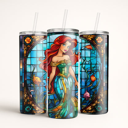 Little Mermaid Tumbler - Stained Glass Portrait Edition