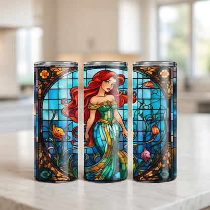 Little Mermaid Tumbler - Stained Glass Portrait Edition
