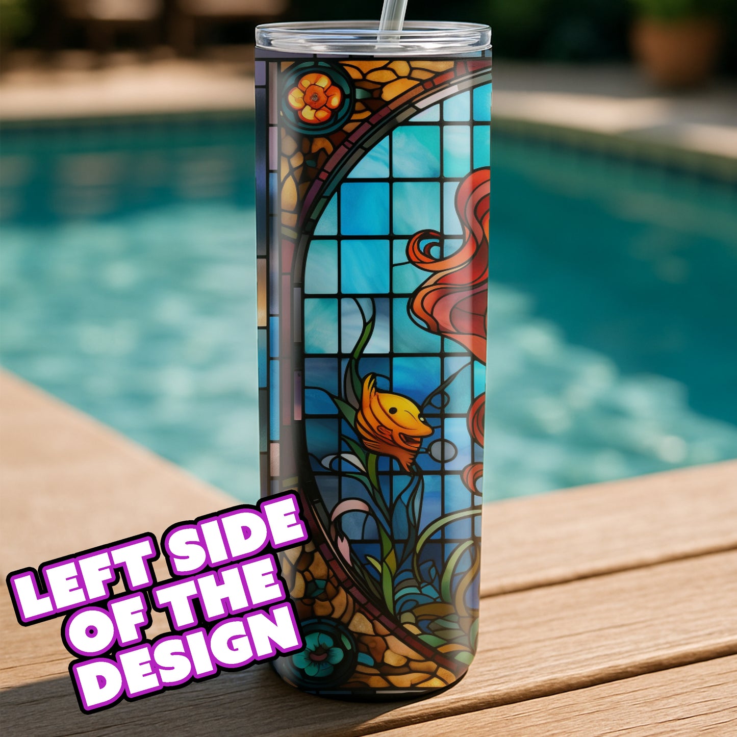 Little Mermaid Tumbler - Stained Glass Portrait Edition