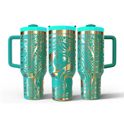 40 oz Aqua/Gold Tumbler