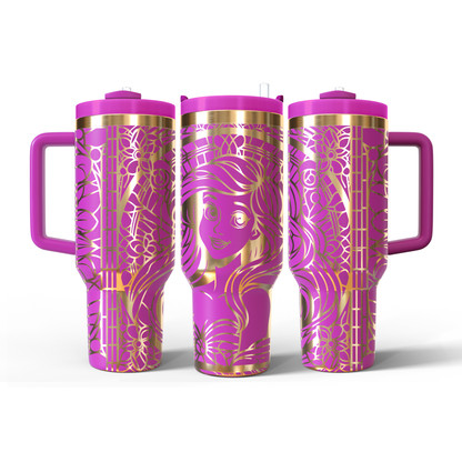 40 oz Hot Pink/Gold Tumbler