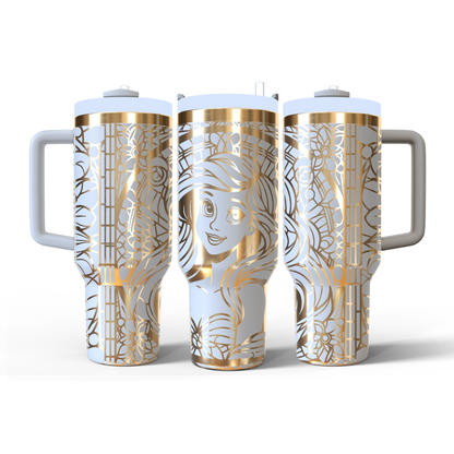 40 oz White/Gold Tumbler