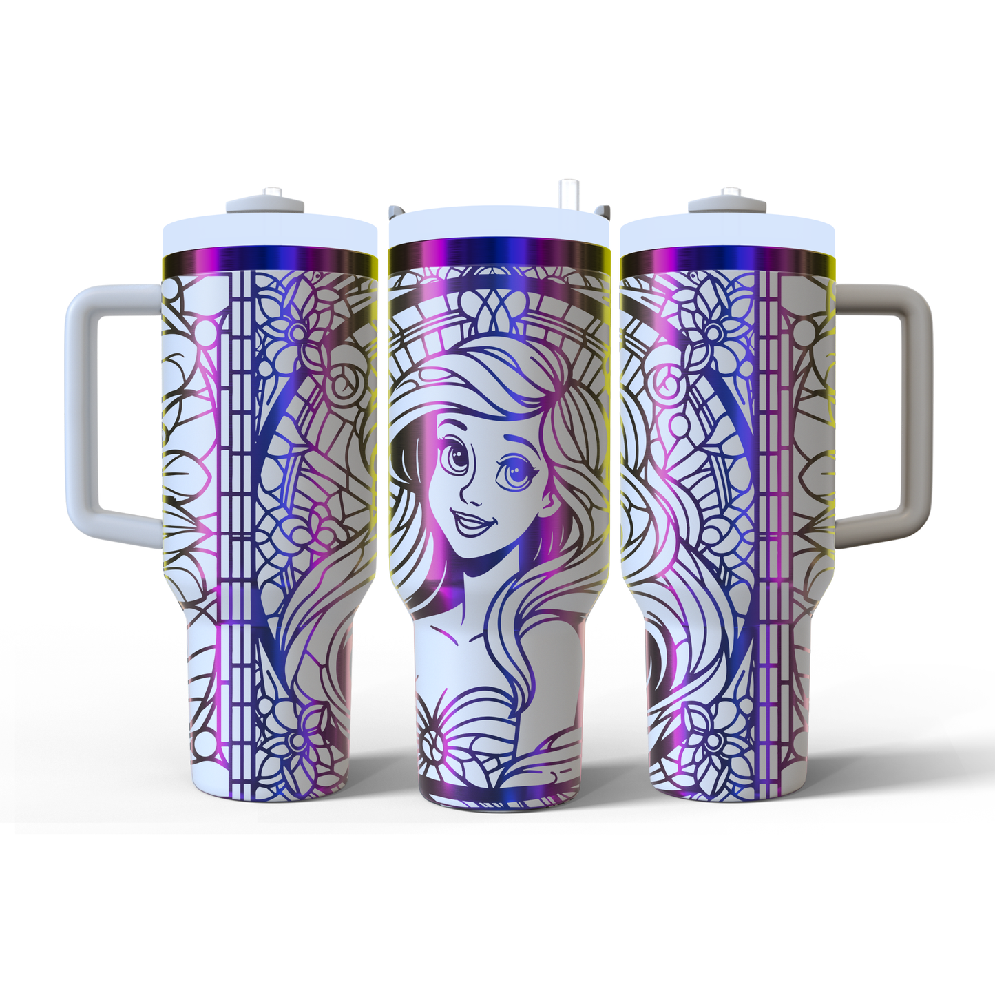 40 oz White/Rainbow Tumbler