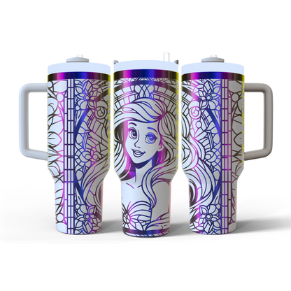 40 oz White/Rainbow Tumbler