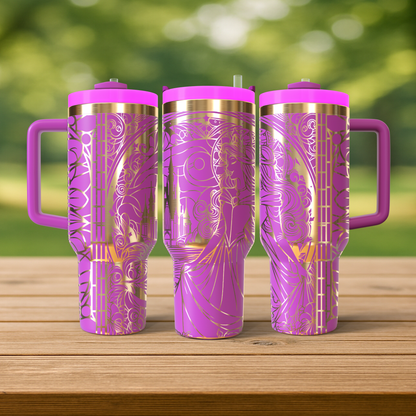 40 oz Hot Pink/Gold Tumbler