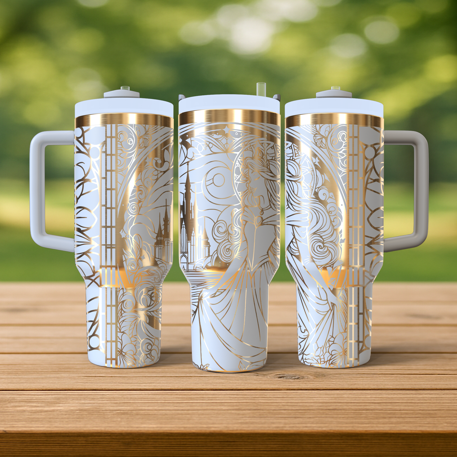 40 oz White/Gold Tumbler