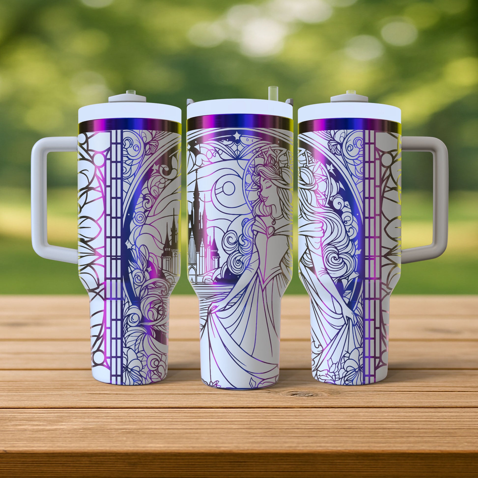 40 oz White/Rainbow Tumbler