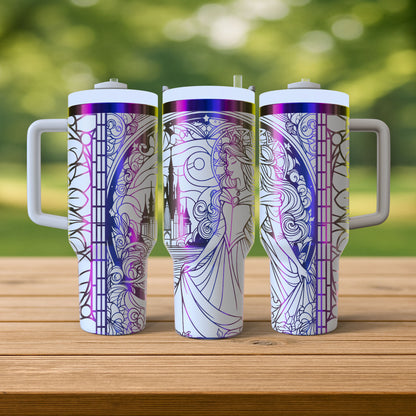 40 oz White/Rainbow Tumbler