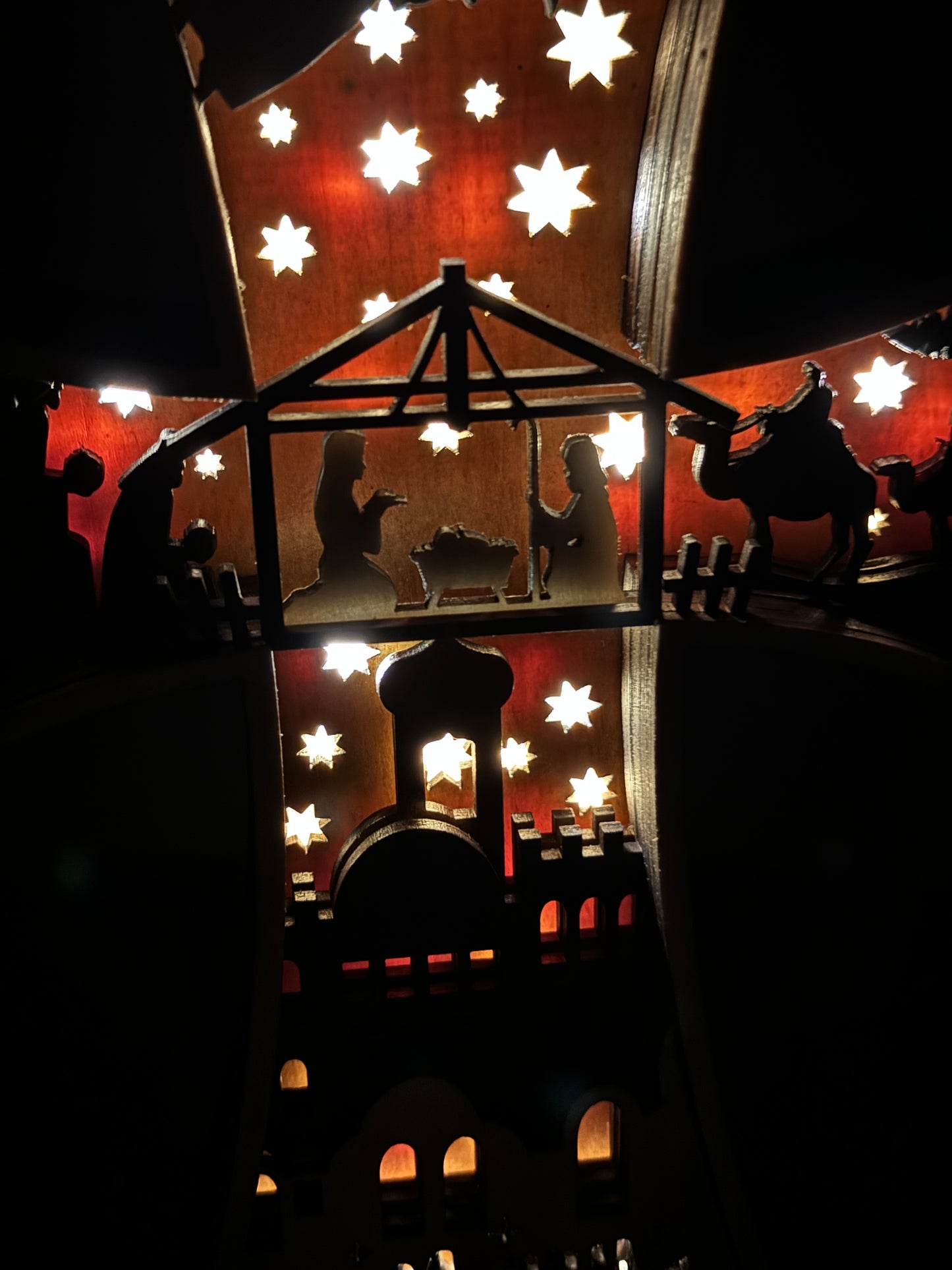 Nativity Scene Layered Wood Cross