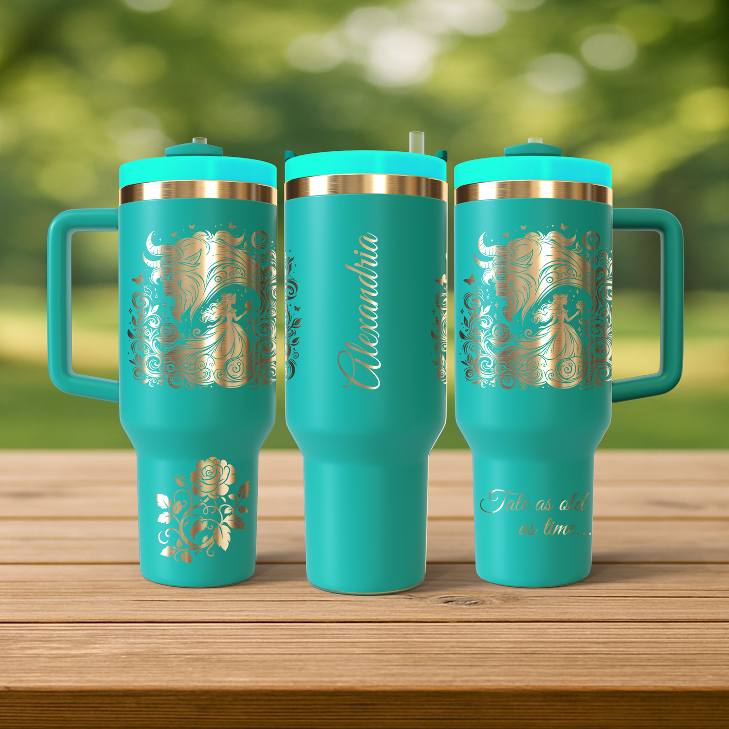 40 oz Aqua/Gold Tumbler