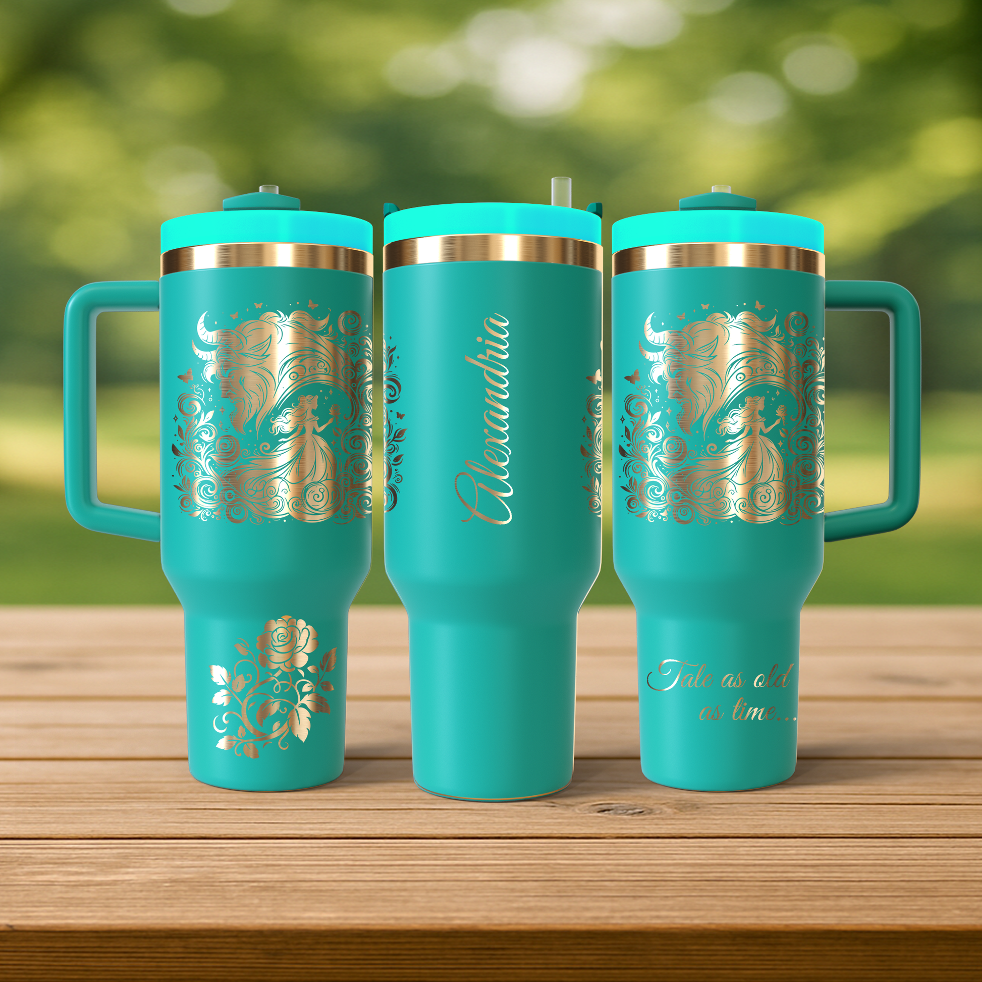 40 oz Aqua/Gold Tumbler