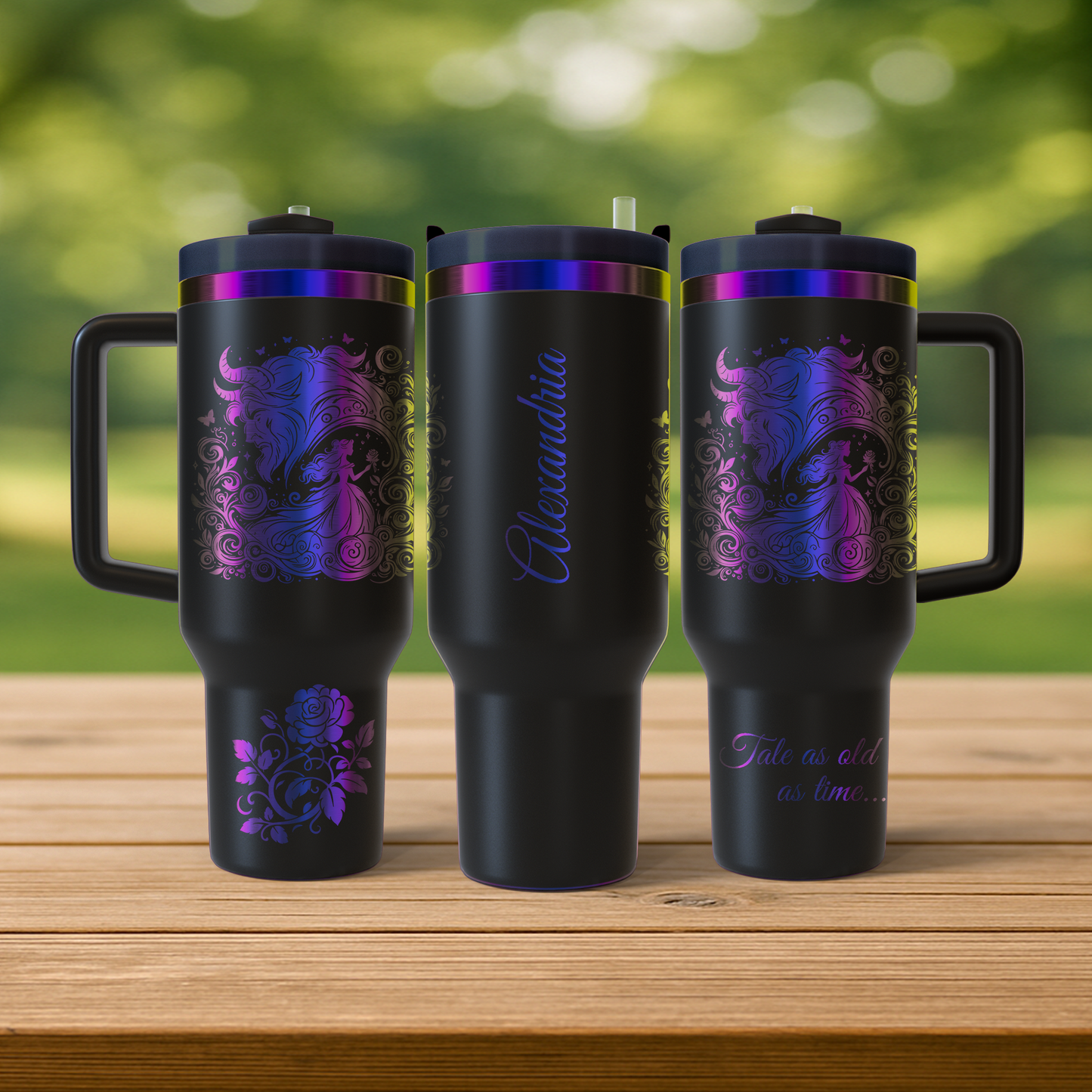 40 oz Black/Rainbow Tumbler