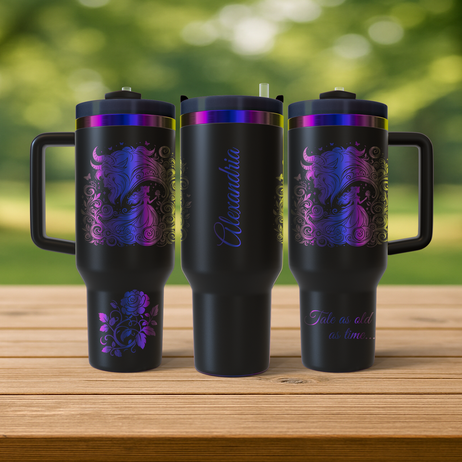 40 oz Black/Rainbow Tumbler