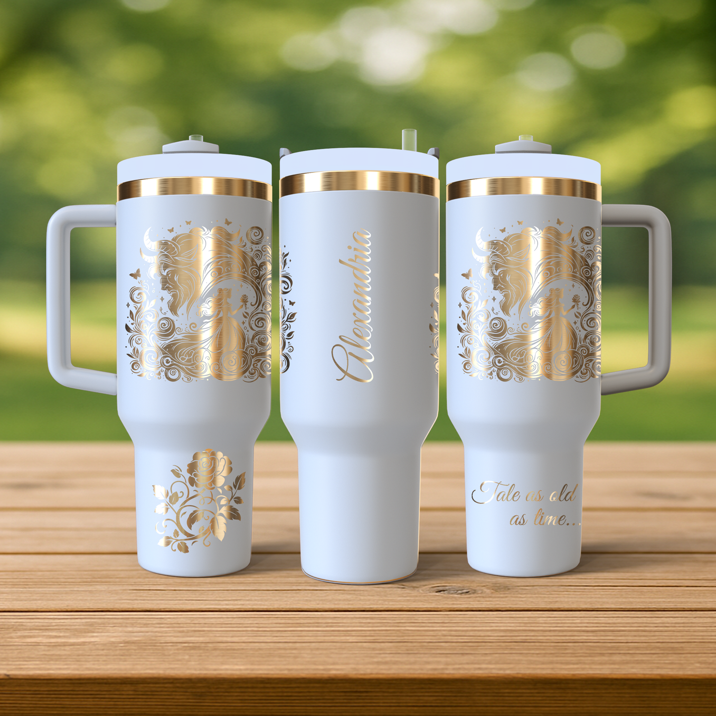 40 oz White/Gold Tumbler