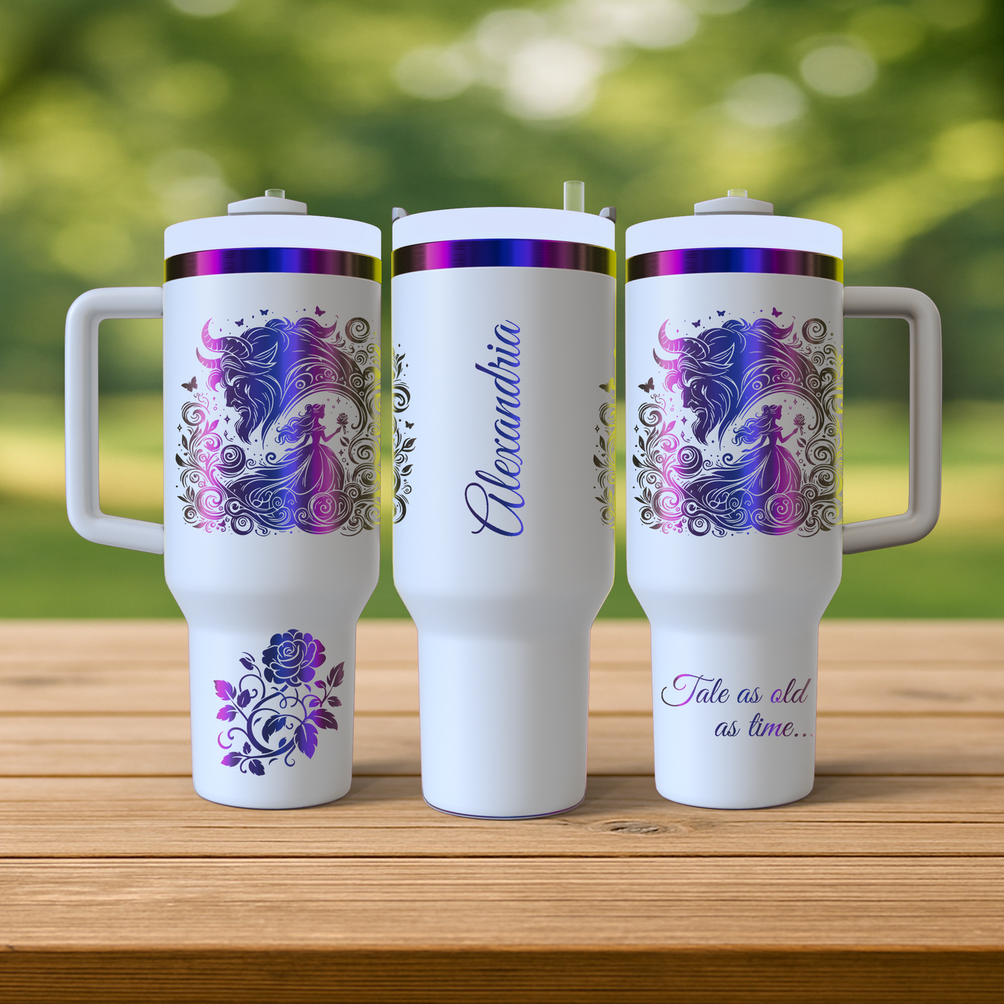 40 oz White/Rainbow Tumbler