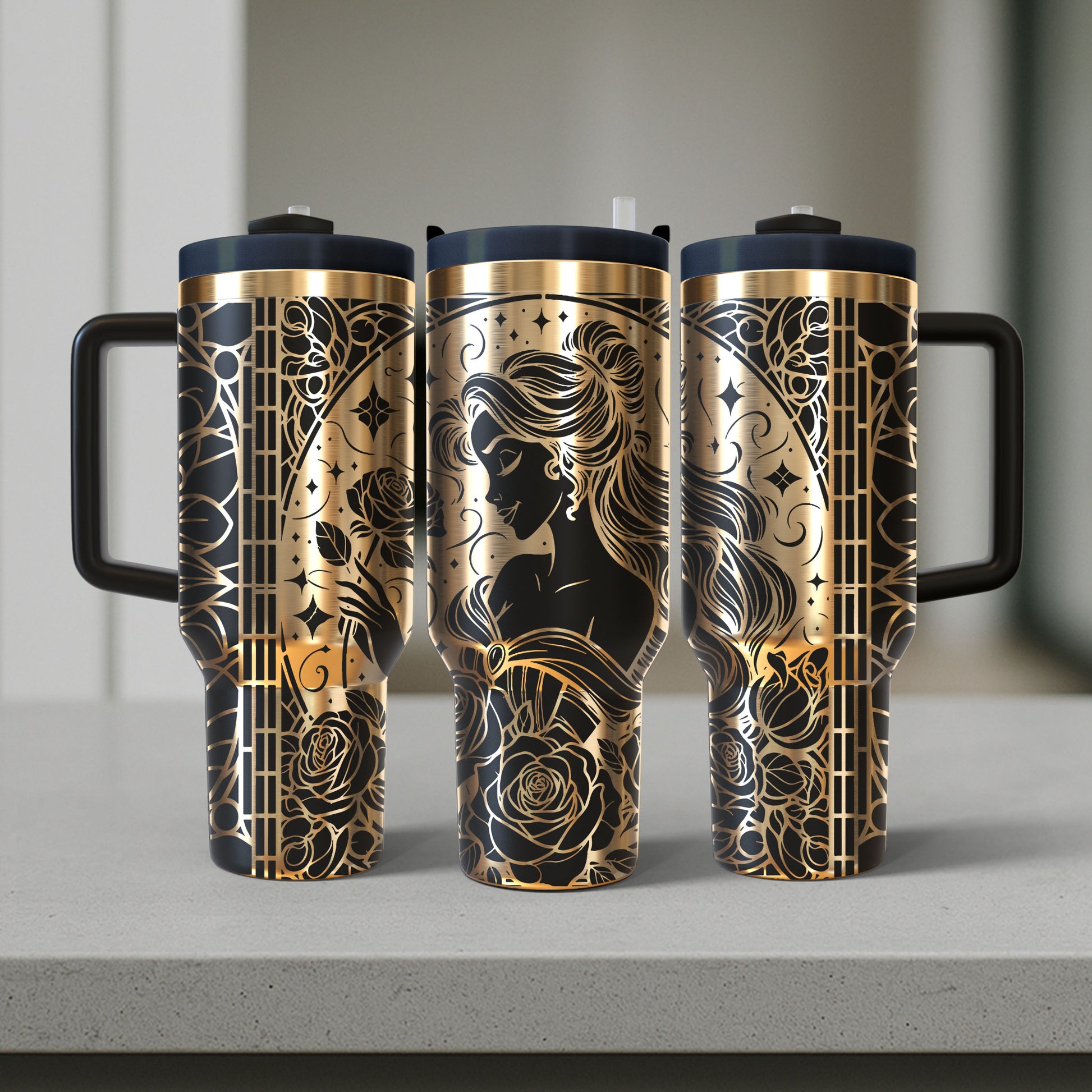 40 oz Black/Gold Tumbler