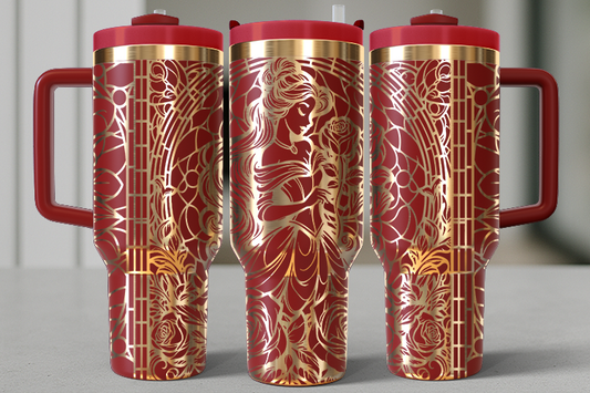Belle-Inspired 40oz Tumbler – “Enchanted Rose” Edition
