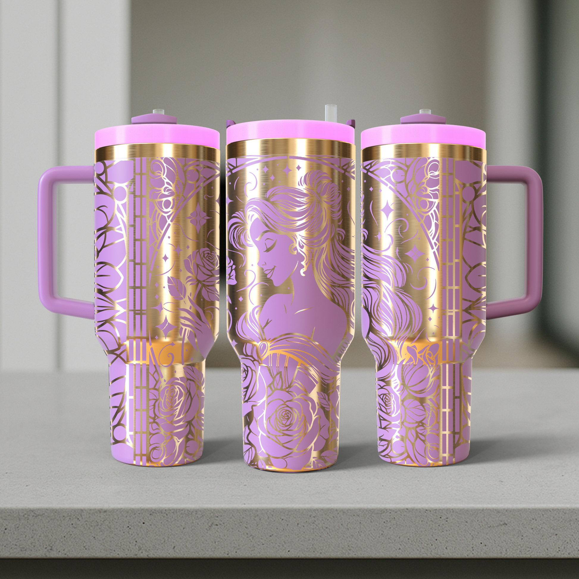 40 oz Soft Pink/Gold Tumbler