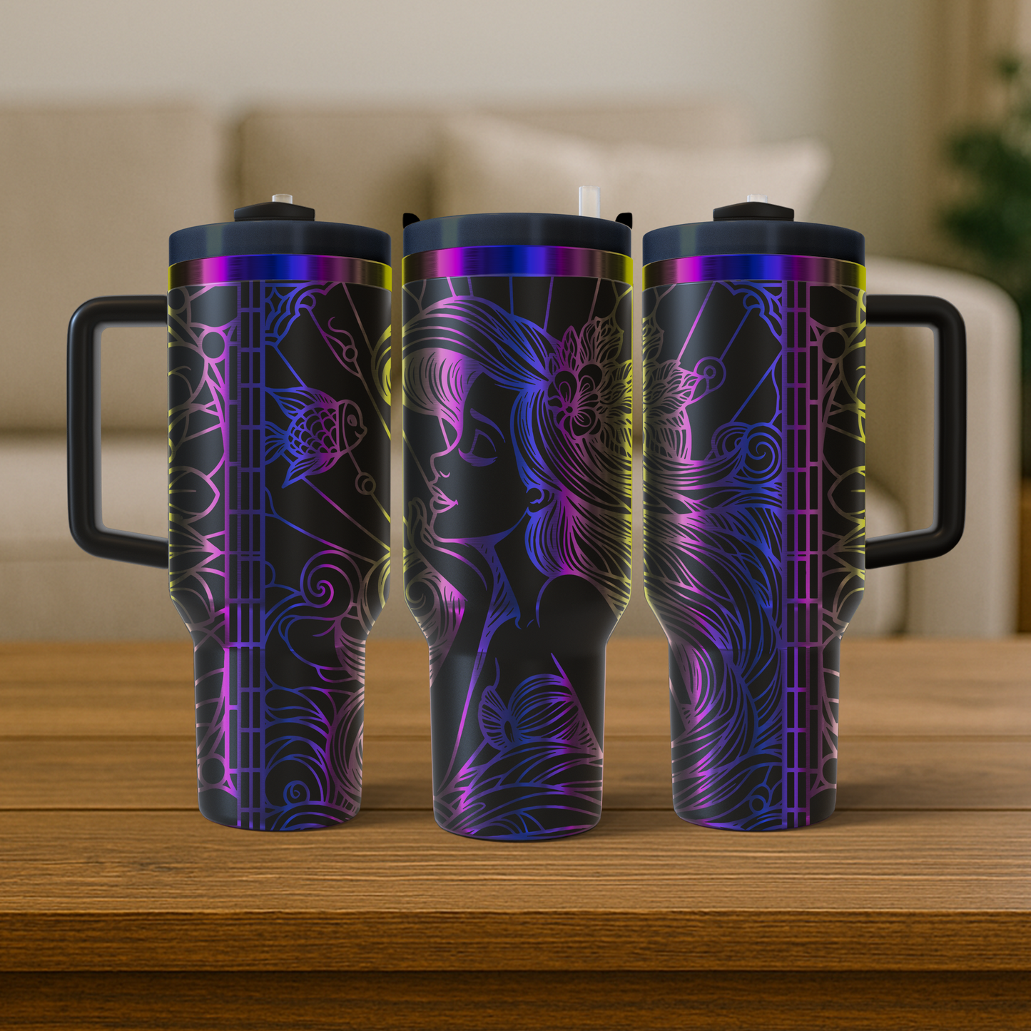 40 oz Black/Rainbow Tumbler